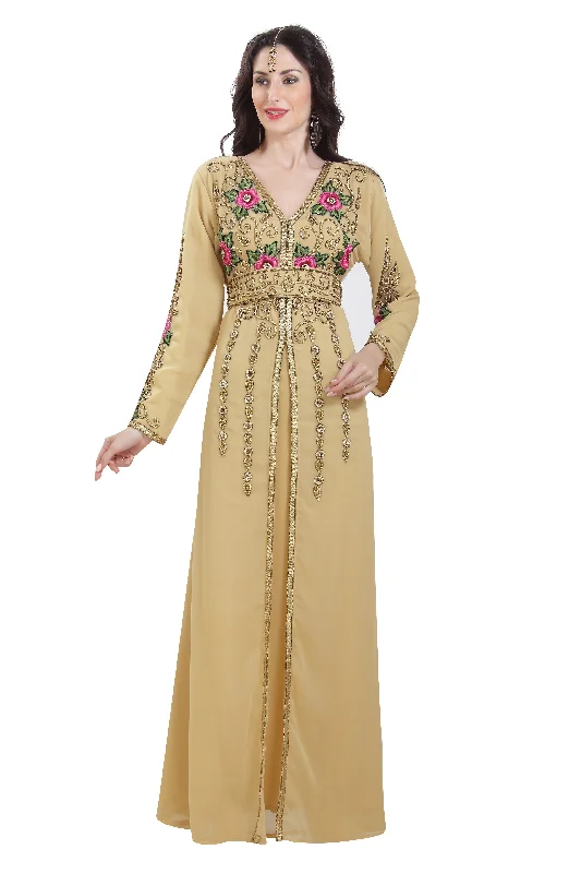 Women's Luxury Garments Colorful Floral Fustan Long Maxi Gown