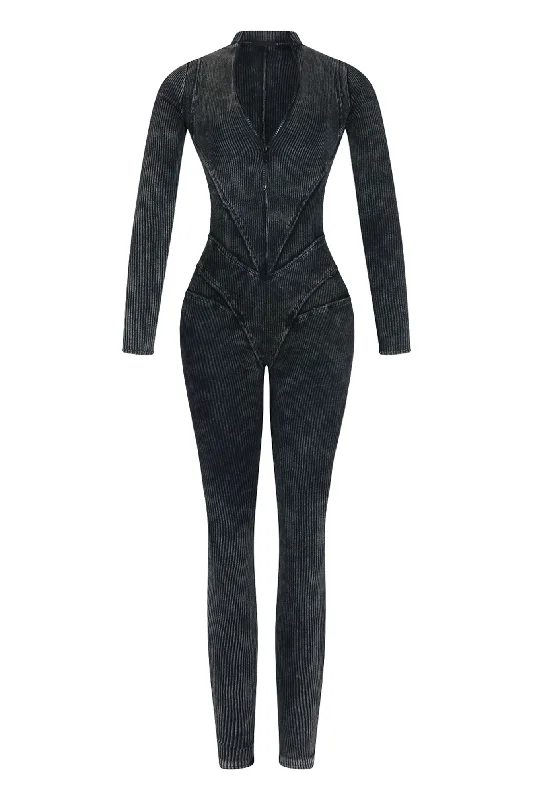 Women's Evening Wear Attire Fallon Mineral Washed Stitch Out Jumpsuit
