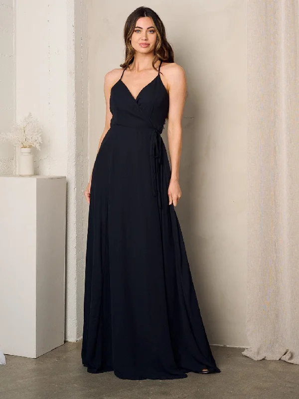 Women's Trendy Attire WOMEN'S SLEEVELESS SURPLICE SELF TIE MAXI DRESS