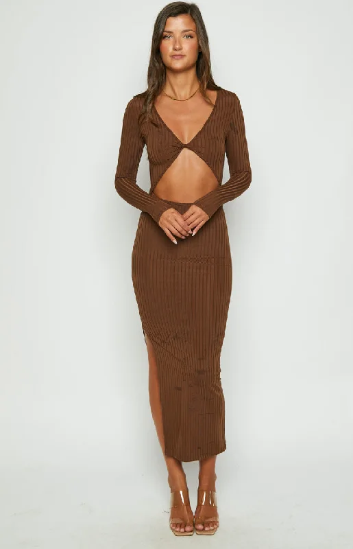 Women's Clothing For Holiday Travel Hailey Cut Out Midi Brown