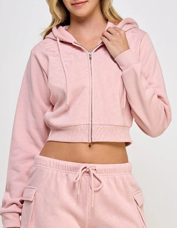Timeless Women's Clothing Crop Zip Up Hoodie