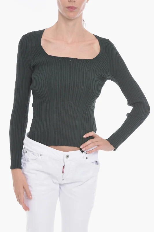 Women's Evening Clothing Aeron Squared Neck FINESSE Ribbed Sweater