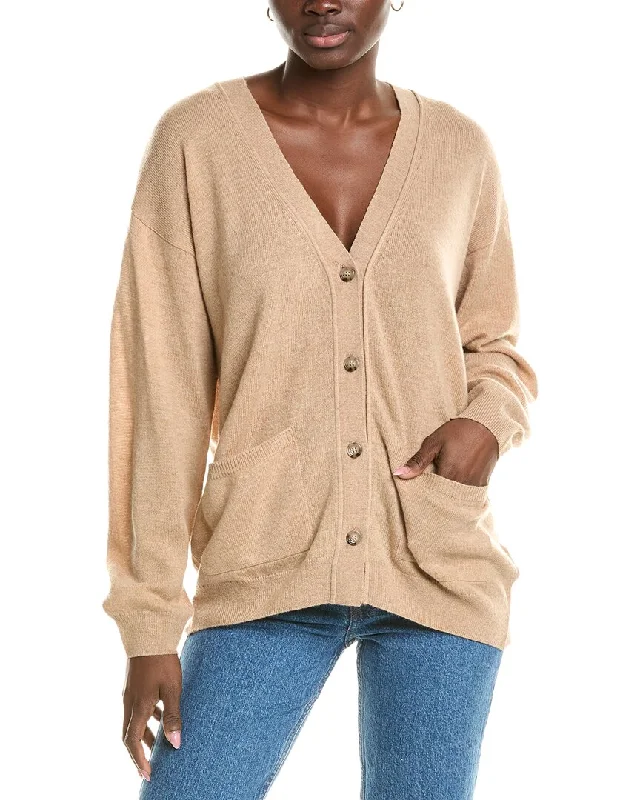 Women's Vacation Clothes Brodie Cashmere Wool & Cashmere-Blend Roll Edge Luxe Cardigan