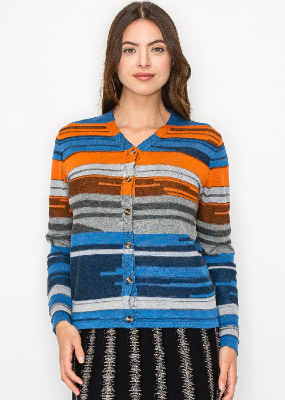 Women's Everyday Attire Sunset Stripes Cardigan