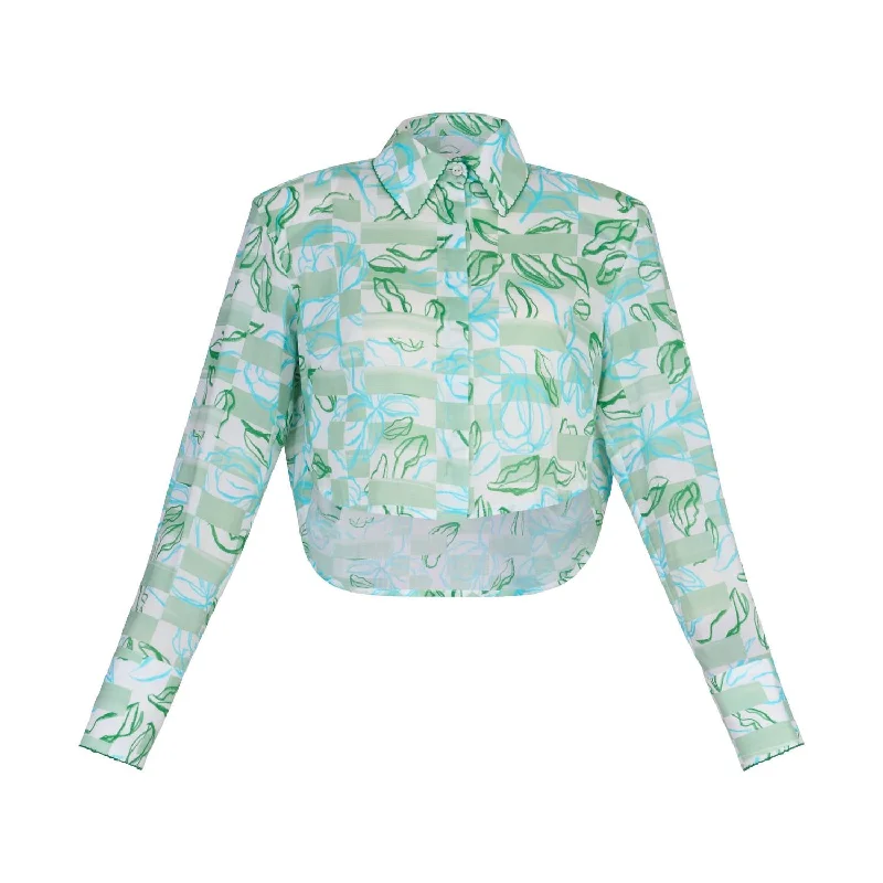 Elegant Clothing For Women Women's Abi Long Sleeve Crop Blouse In Elba