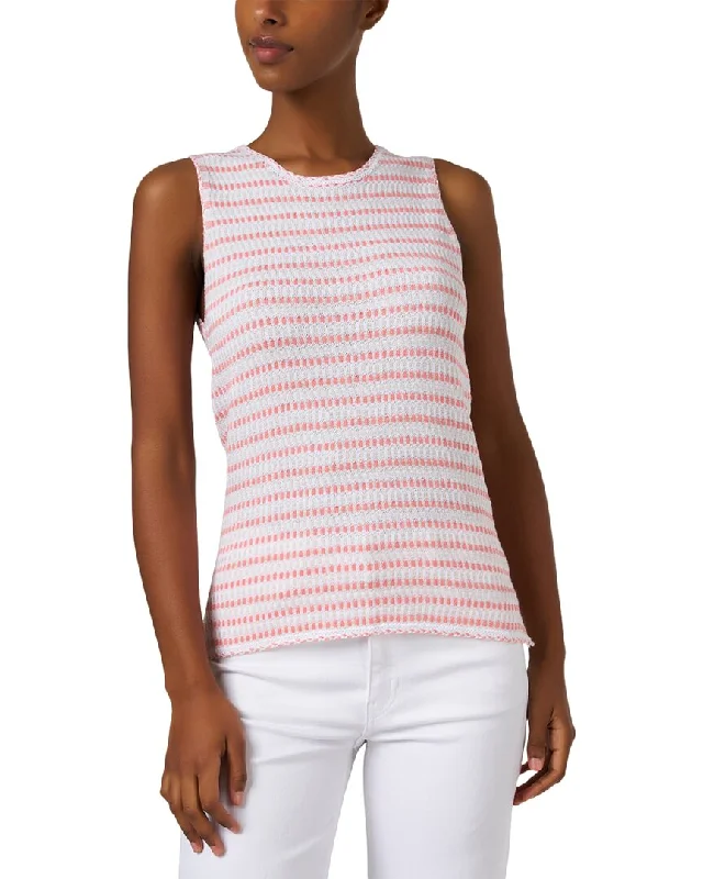 Women's Comfortable Lounge Outfit Ecru Striped Knit Tank