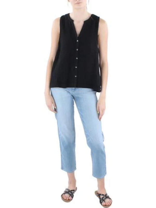 Women's Night-Out Outfit Womens Mixed Media Sleeveless Blouse