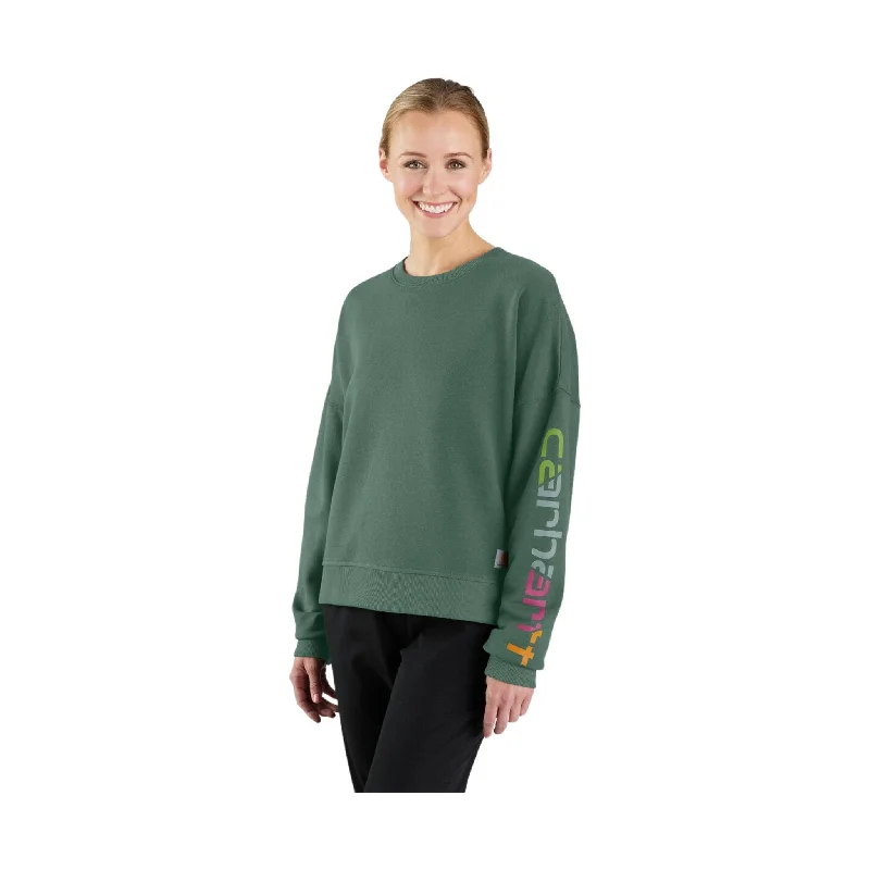 Women's Fashionable Attire For Work Carhartt Women's Tencel Fiber Series Loose Fit Long Sleeve Graphic Sweatshirt - Frosted Balsam