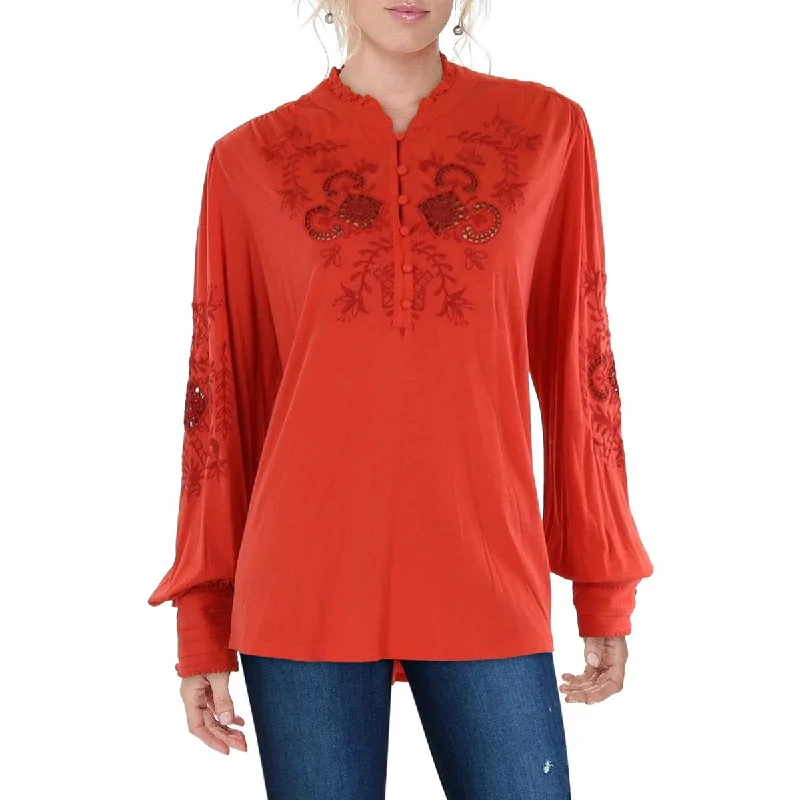 Women's Attire Womens Cotton Blend Embroidered Blouse