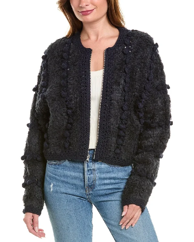 Women's Workout Clothing FRAME Denim Pom Pom Wool-Blend Cardigan