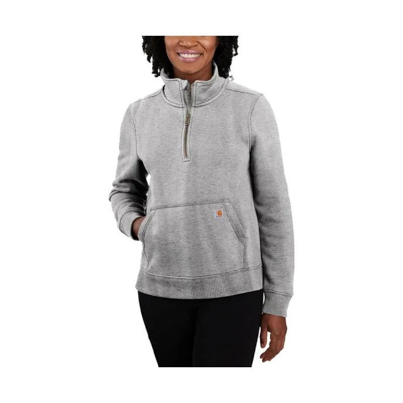 Chic Women's Attire Carhartt Women's Relaxed Fit Midweight Quarter Zip Sweatshirt - Asphalt Heather