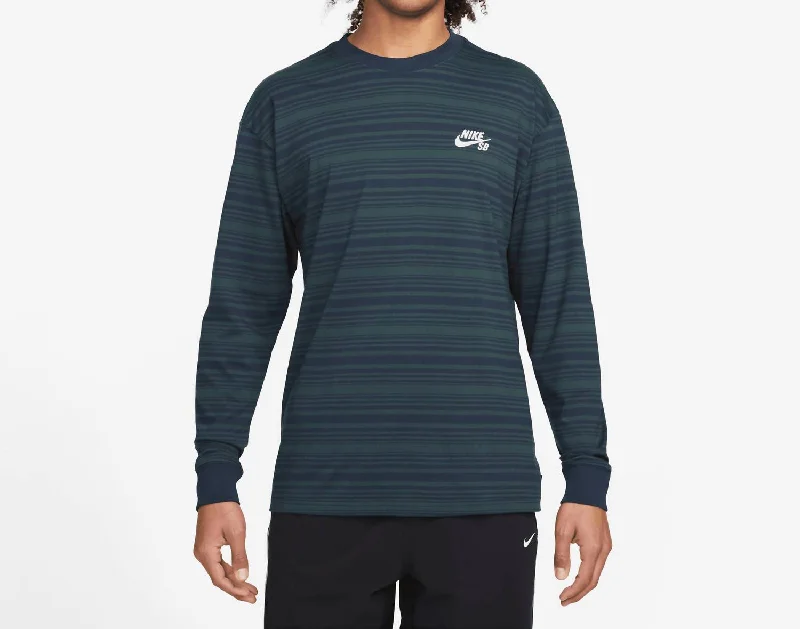 Women's Travel Outfit Set Sb Long Sleeve Striped T-Shirt In Navy Jungle