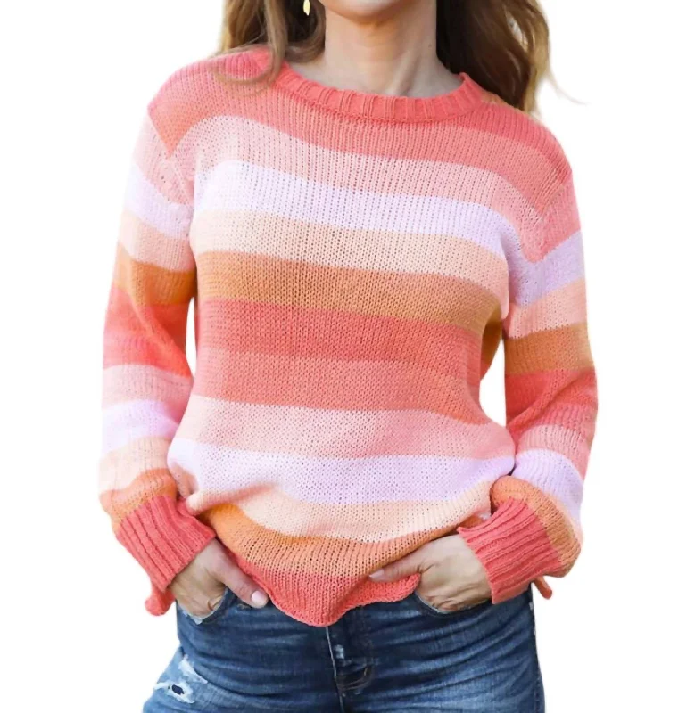 Women's Plus-Size Clothes Stripe Sweater In Autumn