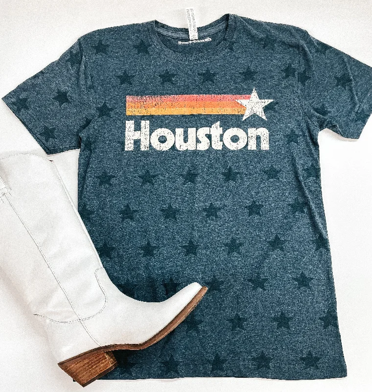 Women's Wardrobe Apparel Astros Game Day | Astros Star Print Short Sleeve Graphic Tee in Heather Navy