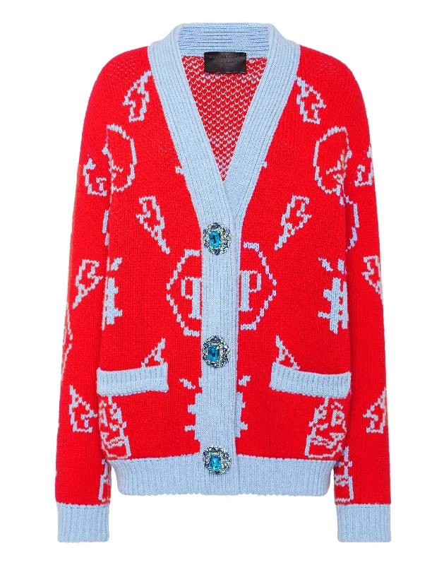 Vintage-Inspired Women's Apparel Jacquard Cardigan Monogram