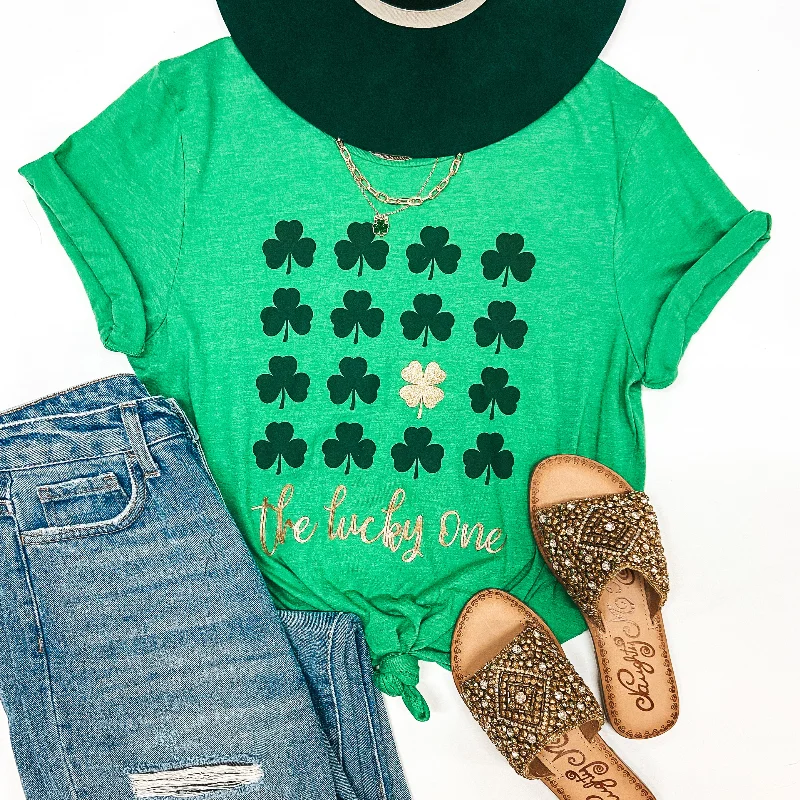 Women's High-Fashion Outfit The Lucky Ones Clover Short Sleeve Tee Shirt in Green