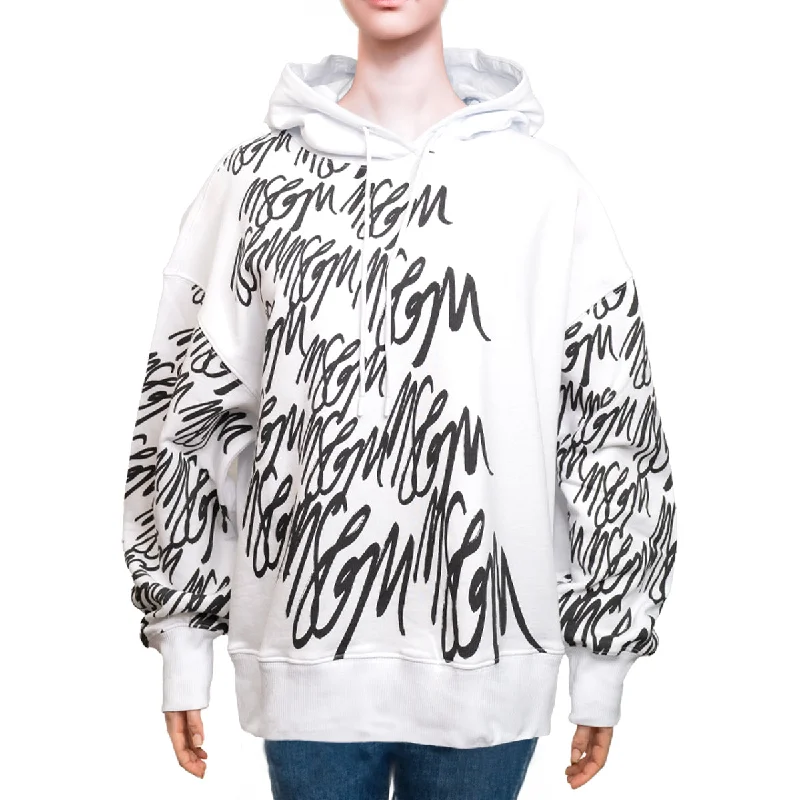 Women's Date Night Outfit Women's Handwritten Msgm Print Sweatshirt White