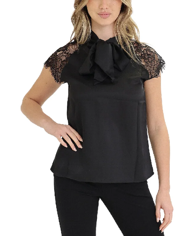 Chic Women's Garments Blouse w/ Lace Sleeves