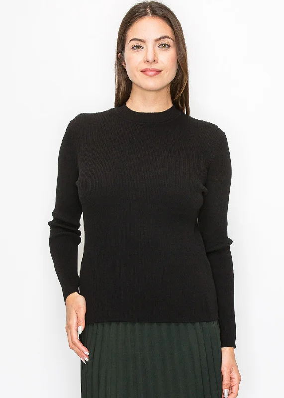 Women's Stylish Professional Garments Timeless Black Ribbed Sweater