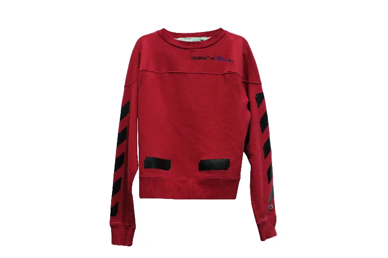 Women's Elegant Formal Outfit Off-White X Champion Sweatshirt in Red Cotton