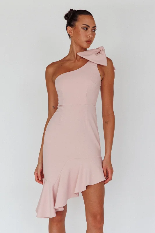 Women's Outerwear Clothing Tiffany One-Shoulder Bow Dress Blush