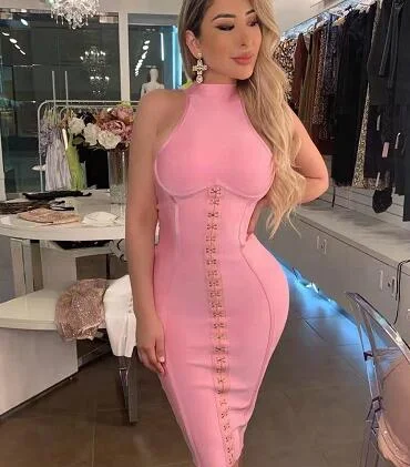 Casual Chic Clothing For Women new style women's sleeveless pink bodycon bandage dress rayon bandage dress evening club party dress