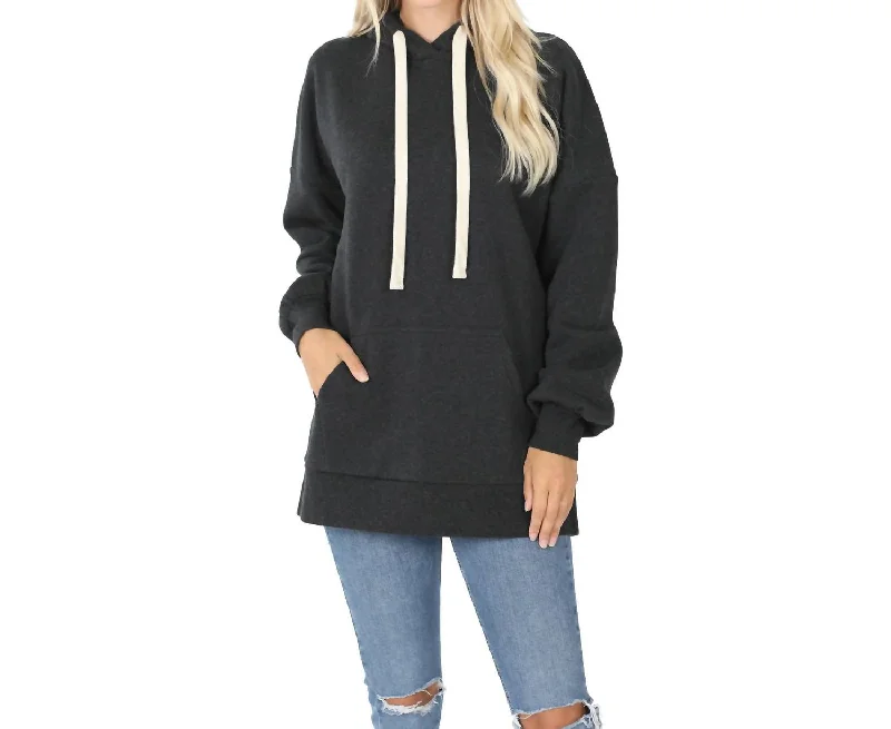 Women's Athleisure Apparel In The Hood Hoodie In Charcoal
