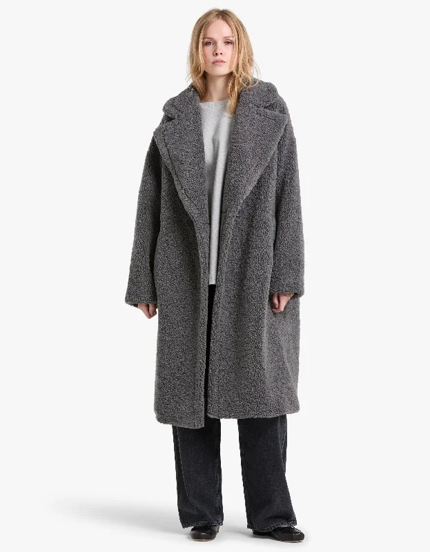 Women's Activewear Outfit Evan Faux Fur Jacket - Charcoal