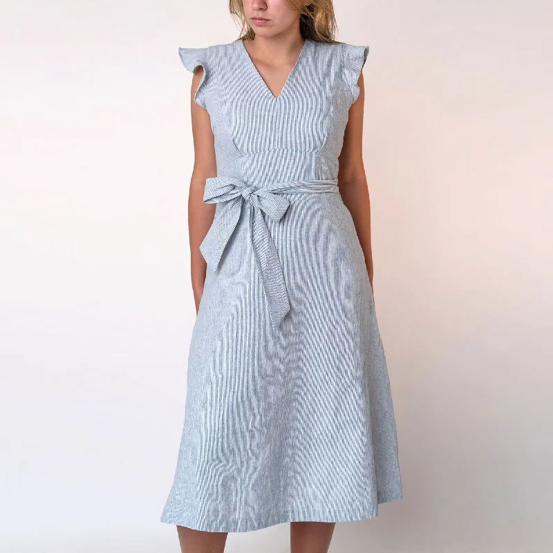 Stylish Women's Clothing Flutter Sleeve Tie-Waist Dress