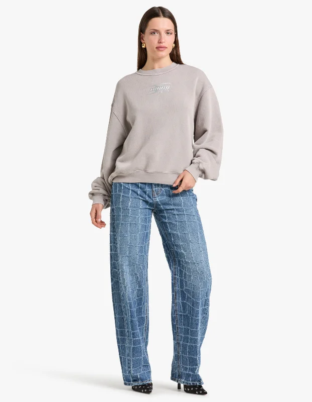 Formal Garments For Women Blade Logo Embossed Sweatshirt - Washed Oyster