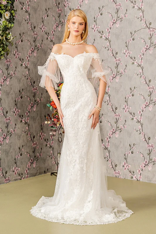Women's Vacation Outfit Set Long Floral Beaded Mermaid Wedding Dress