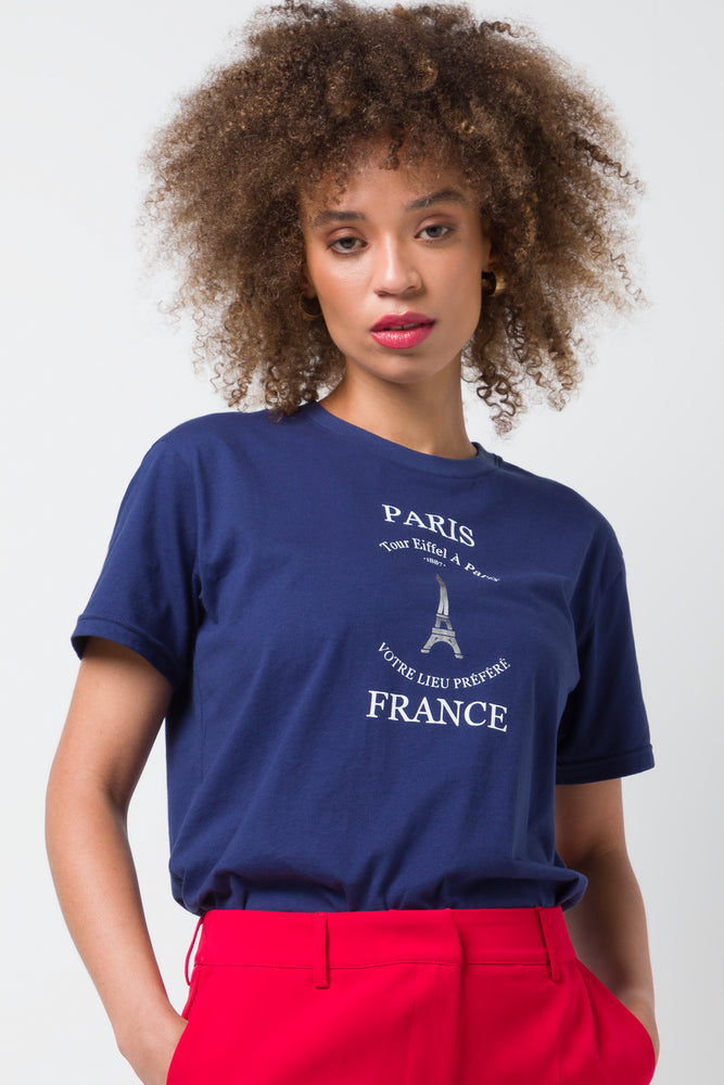 Women's Athletic Apparel Placement Printed Tee Navy