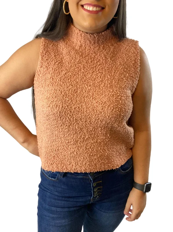 Plus-Size Women's Garments Sleeveless Sweater In Dusty Pink