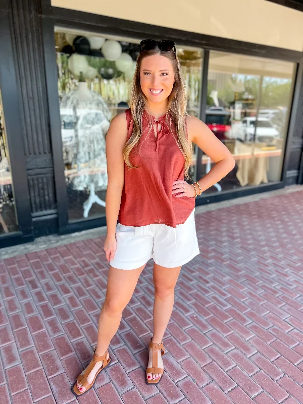 Women's Comfortable Lounge Attire The Mariah Linen Tank-Burl Wood