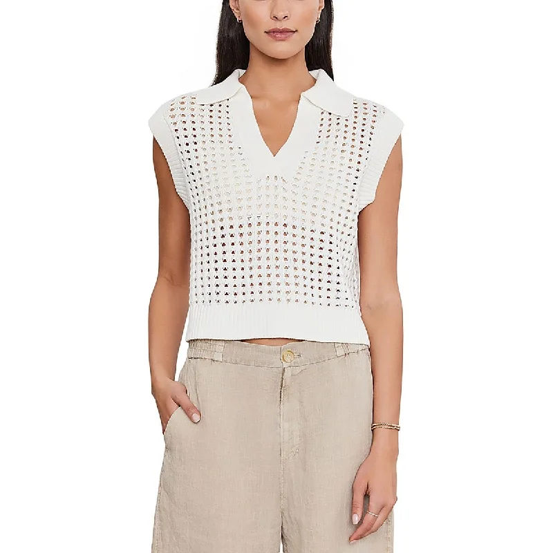 Women's Seasonal Attire Womens Open Stitch Sleeveless Henley