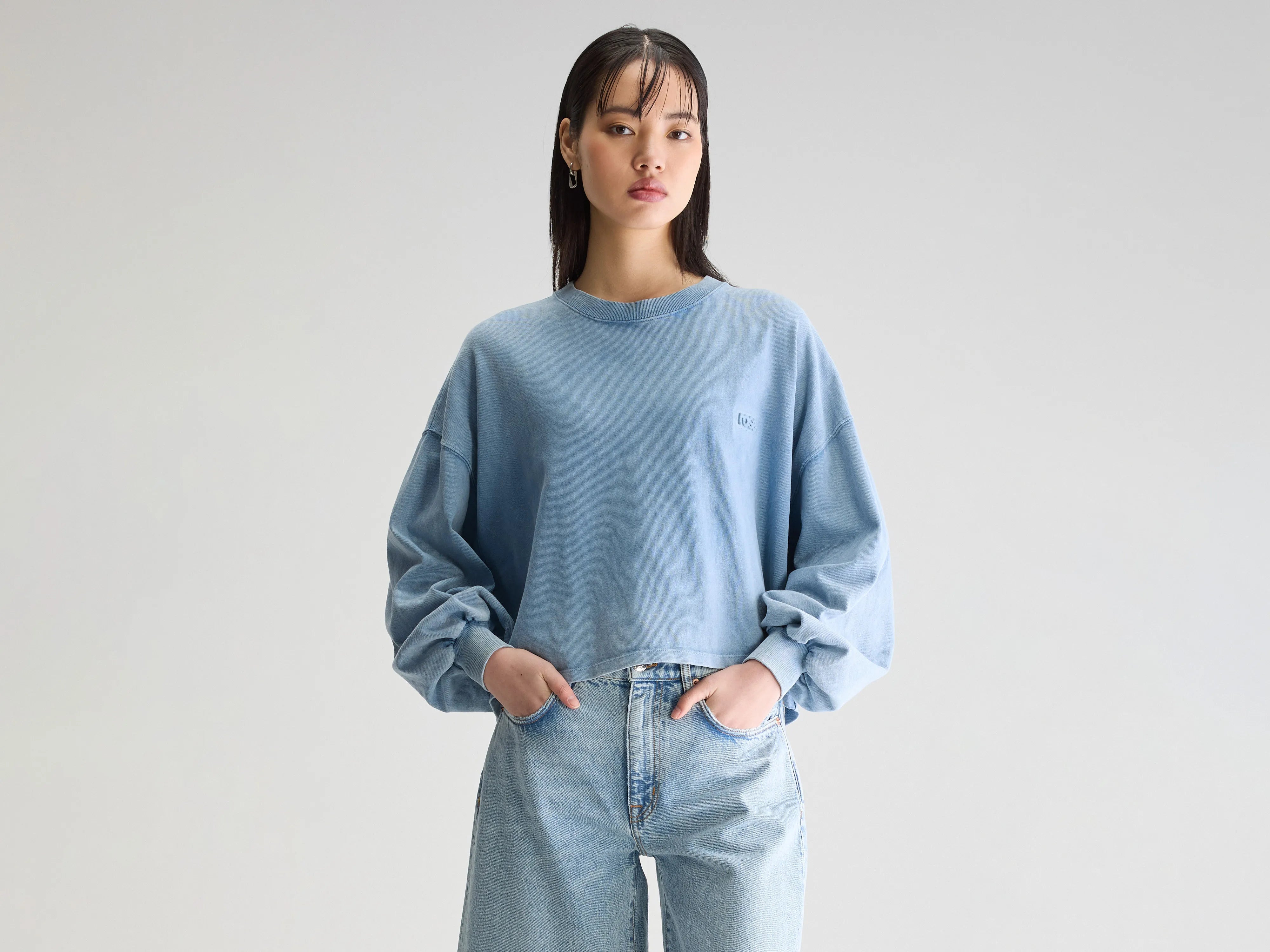 Women's Elegant Formal Outfit Franco long-sleeve t-shirt (251 / W / DENIM)