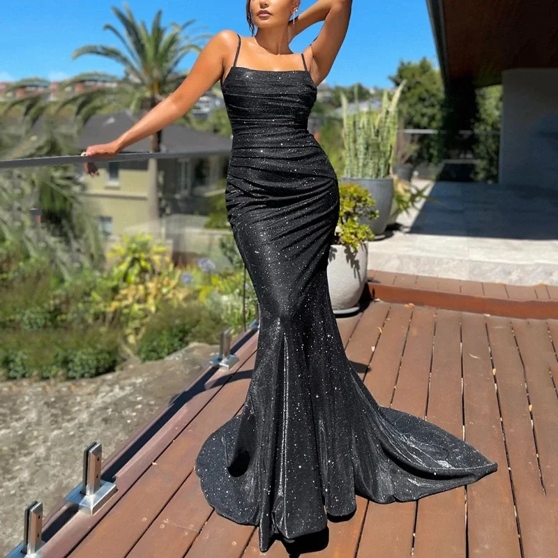 Formal Clothing For Women DressBetty - Long Train Mermaid Sleeveless Evening Party Sling Dress