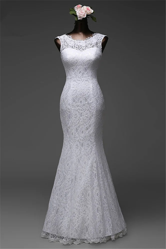 Women's Night-Out Clothes Long Jewel Long Mermaid Wedding Dress Bride Gown With Lace