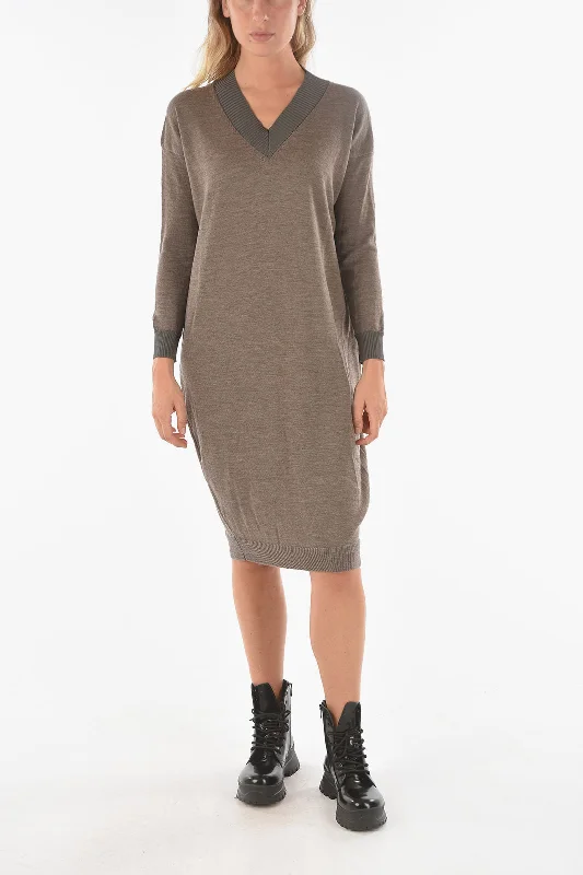 Women's Seasonal Apparel Ixos Knitted SWAPS Midi Dress with V Neckline