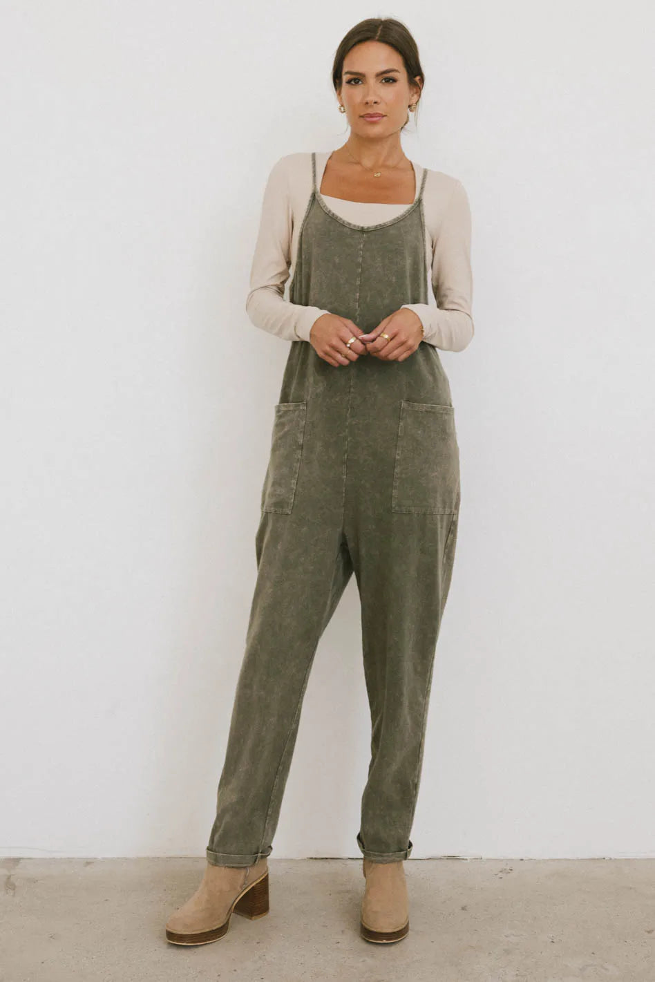 Women's Layered Outfit Bram Overalls in Olive