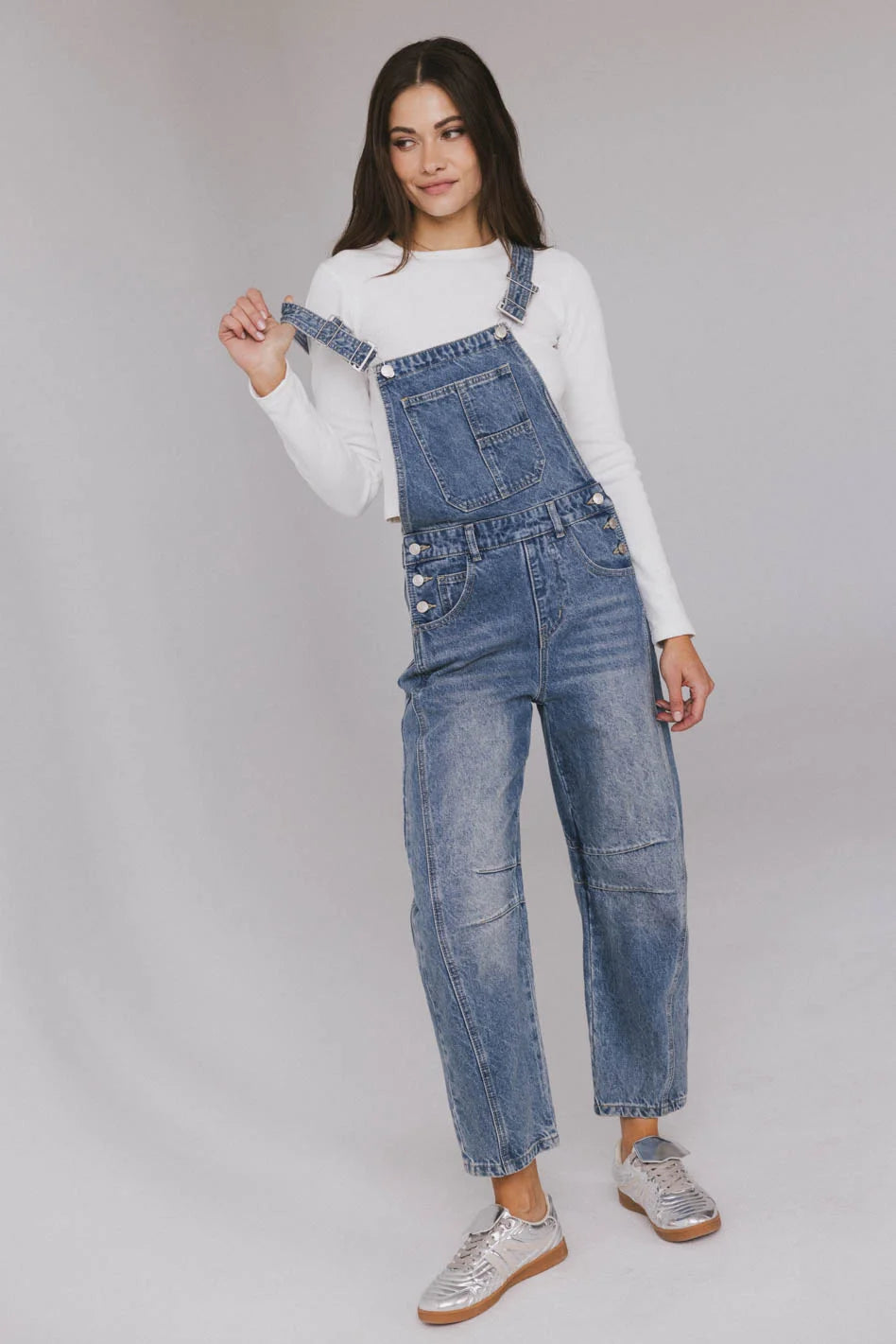 Women's Outfit For The Office Tansy Denim Overalls in Medium Wash