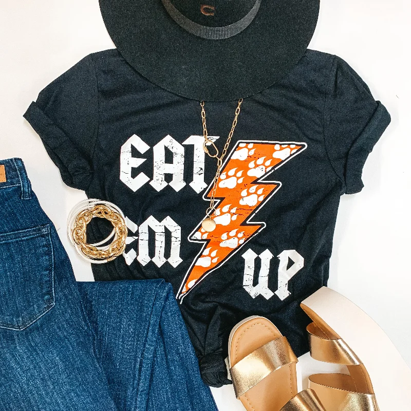 Women's Transitional Apparel Bearkat Game Day | Eat 'Em Up Lightning Bolt Short Sleeve Graphic tee in Black