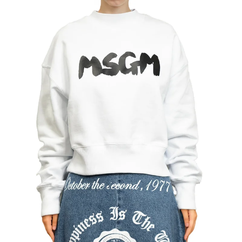 Women's Casual Wear Outfit Msgm Brush Print Sweatshirt White