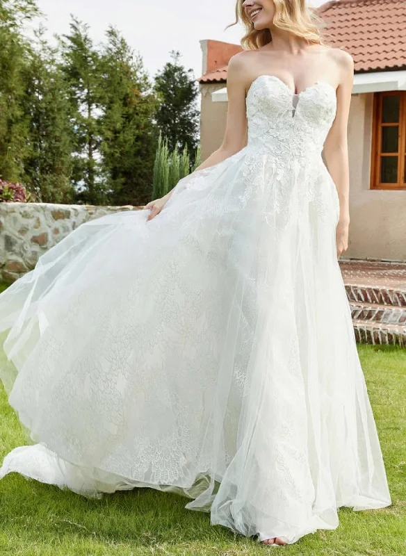 Formal Clothing For Women Wedding Dress New Pattern Lace Applique Sweetheart with Lace Up Fall November December Wedding