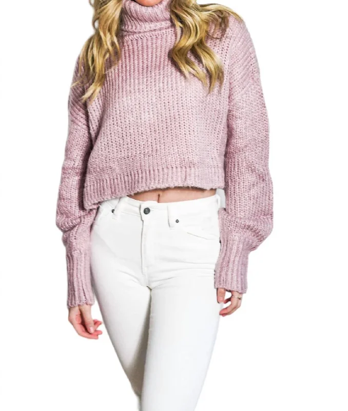 Women's Office Outfit Rib-Knit Turtleneck Sweater In Lavender