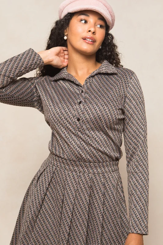 Women's High-Fashion Garments Piper Blouse in Houndstooth - FINAL SALE