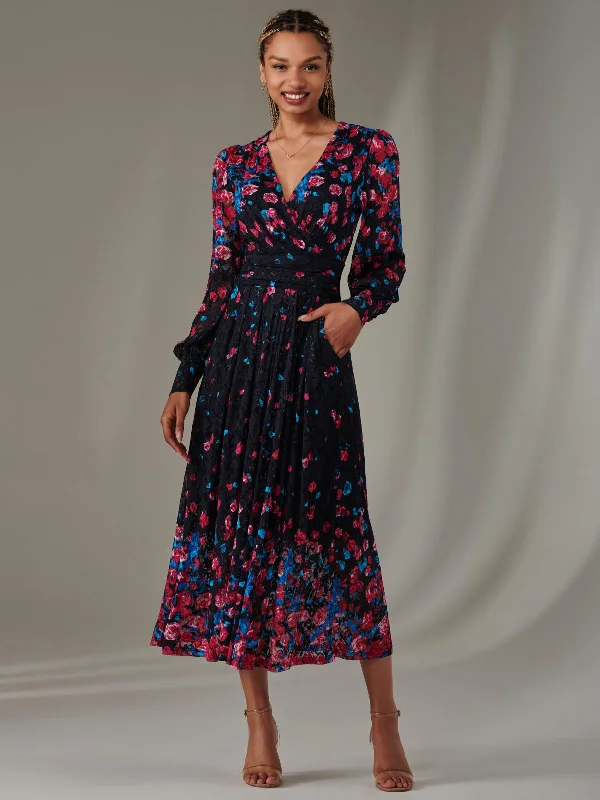 Women's Clothes For Work Dalia Symmetrical Print Lace Maxi Dress, Pink Multi