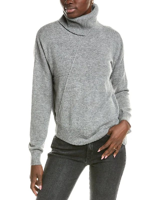 Women's Athleisure Apparel Brodie Cashmere Wool & Cashmere-Blend Asymmetrical Mock Neck Jumper