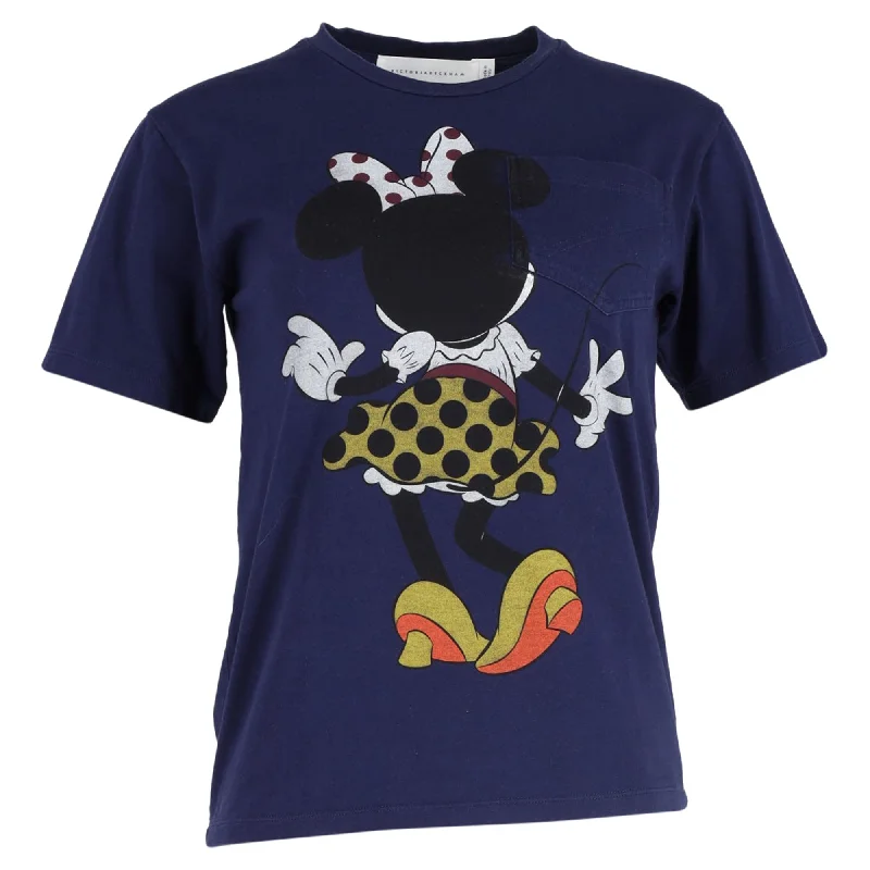 Comfortable Outfit For Women Victoria Beckham Minnie Mouse Print T-Shirt in  Navy Blue Cotton