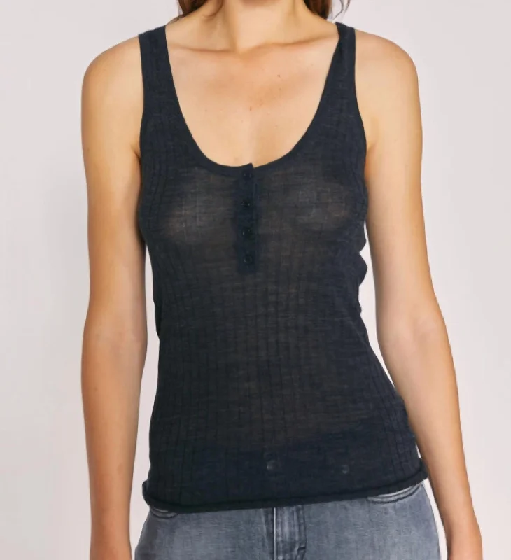 Women's Clothes Knit Tank Top In Black